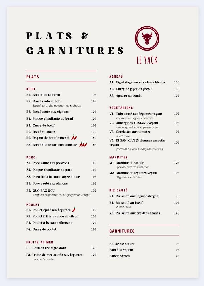 Le Yack - Menu Image 1